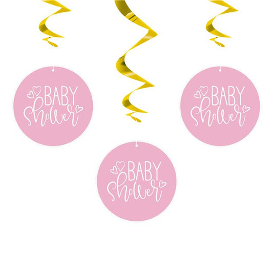 Pink Baby Shower Swirl Decorations