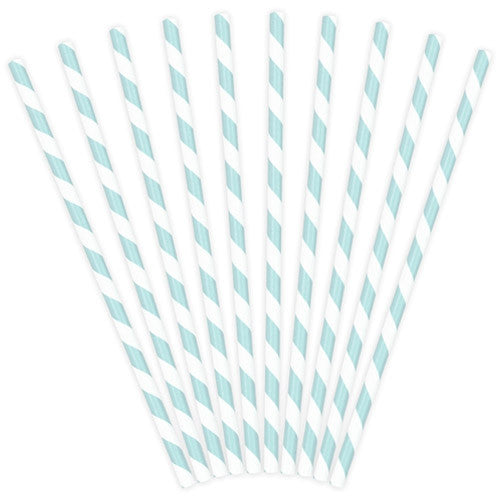 Blue Striped Paper Straws