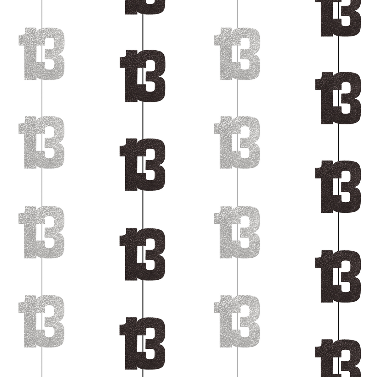 13th Birthday Black & Silver Hanging Strings
