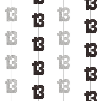 13th Birthday Black & Silver Hanging Strings