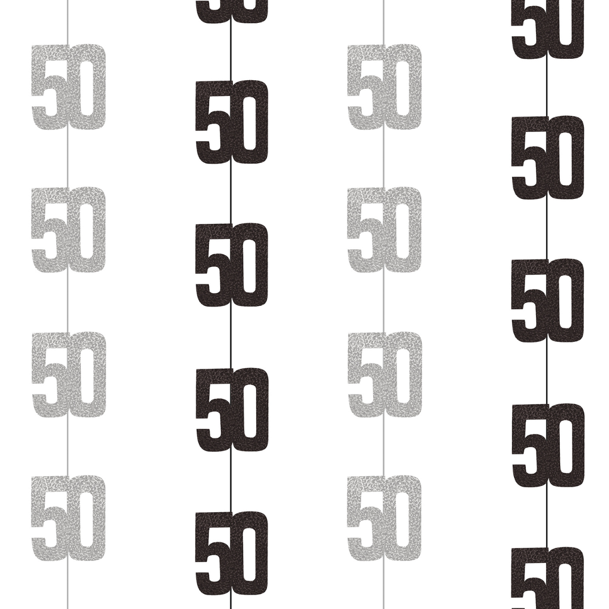 50th Birthday Black & Silver Hanging Strings