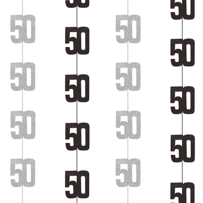50th Birthday Black & Silver Hanging Strings