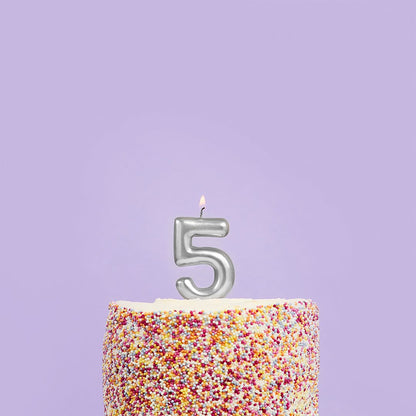 Metallic Silver Numbers 0-9 Candles