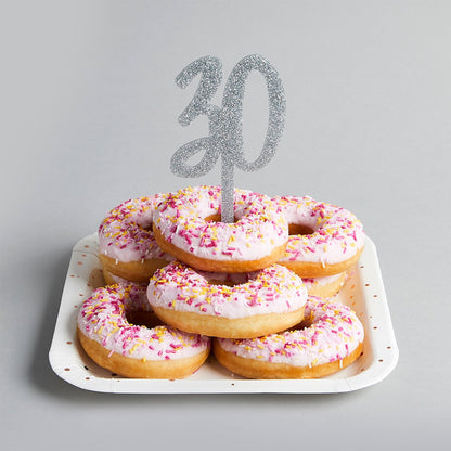 Silver Glitter "30" Cake Topper