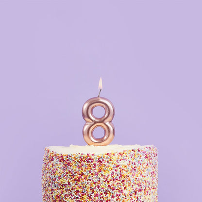 Metallic Rose Gold Numbers 0-9 Candles