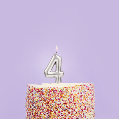 Metallic Silver Numbers 0-9 Candles