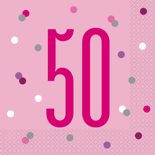 50th Birthday Pink Napkins