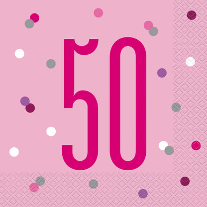 50th Birthday Pink Napkins