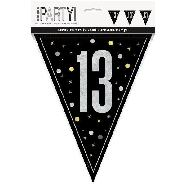 13th Birthday Black Bunting