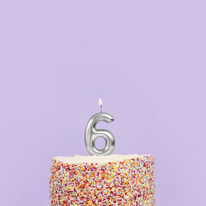 Metallic Silver Numbers 0-9 Candles