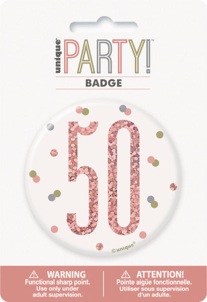 50th Birthday Rose Gold Badge
