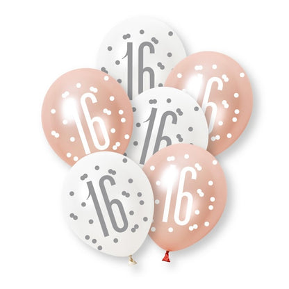 16th Birthday Rose Gold Mixed Balloons