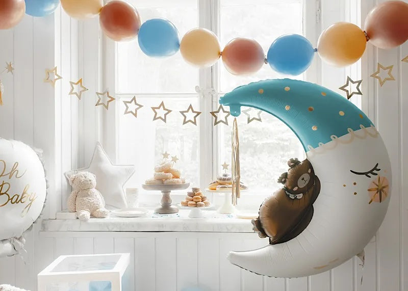 Blue Teddy Bear Moon Balloon