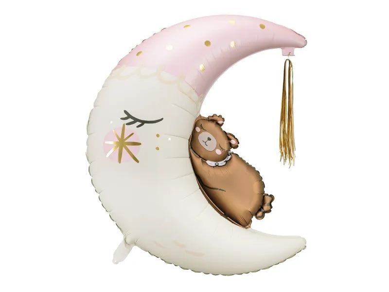 Pink Teddy Bear Moon Balloon