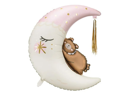 Pink Teddy Bear Moon Balloon