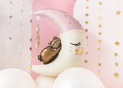 Pink Teddy Bear Moon Balloon
