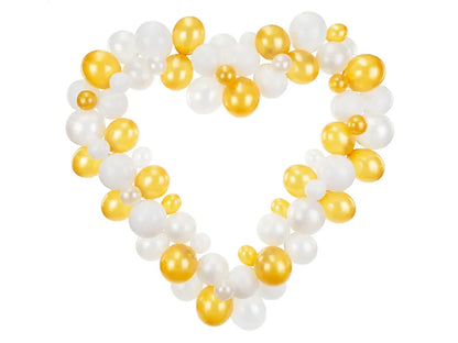 White & Gold Heart Balloon Garland Kit