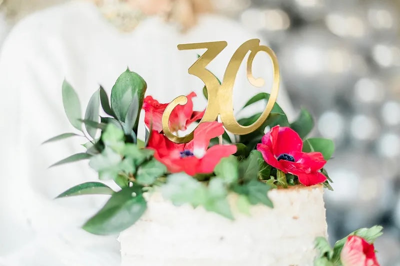 Gold "30" Cake Topper