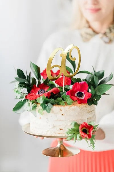 Gold "60" Cake Topper