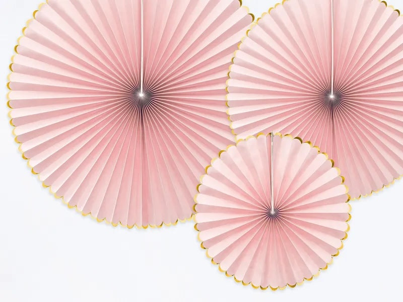 Pink & Gold Rosette Decorations - 3 Pack