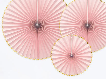 Pink & Gold Rosette Decorations - 3 Pack
