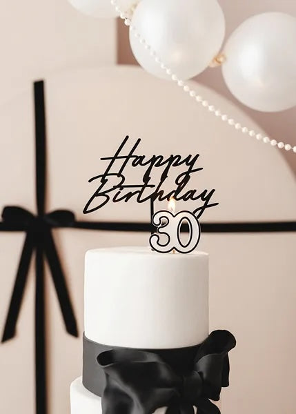 Black & White "30" Birthday Candle