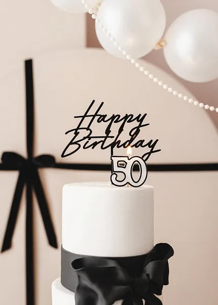Black & White "50" Birthday Candle
