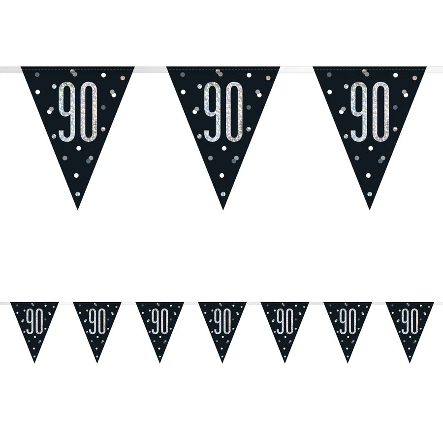 90th Birthday Black Bunting