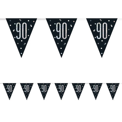 90th Birthday Black Bunting