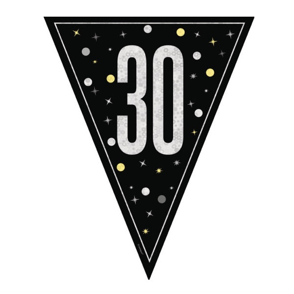30th Birthday Black Bunting
