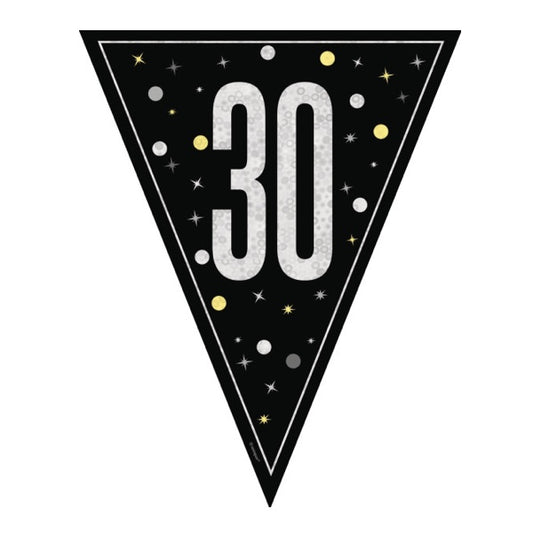 30th Birthday Black Bunting