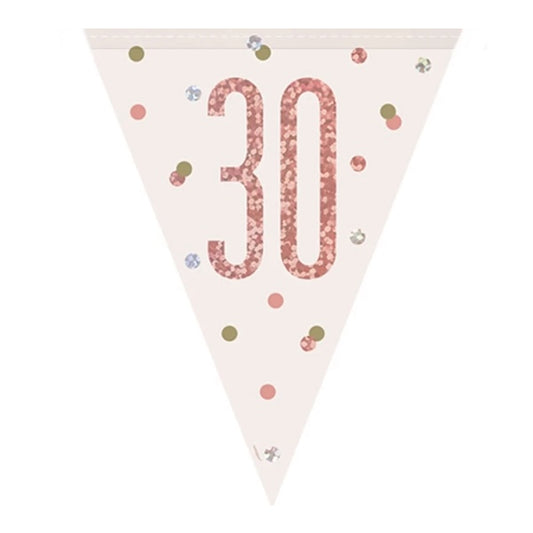 30th Birthday Rose Gold Sparkling Bunting