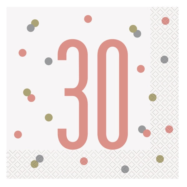 30th Birthday Rose Gold Napkins