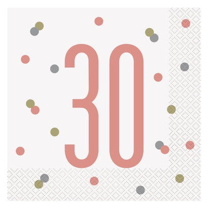 30th Birthday Rose Gold Napkins