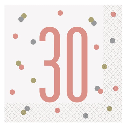 30th Birthday Rose Gold Napkins