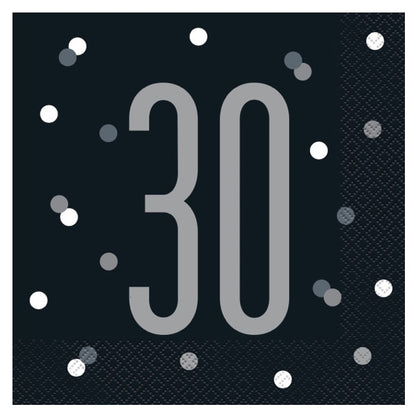 30th Birthday Black Napkins