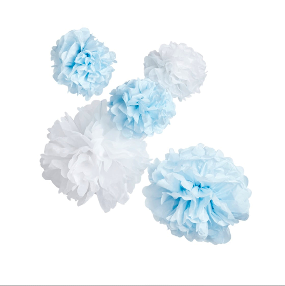 Blue & White Tissue Pom Poms