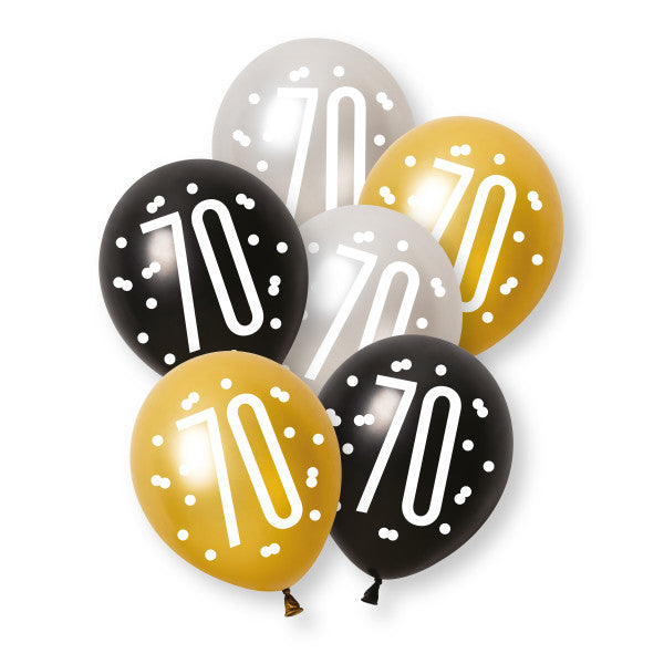 70th Birthday Black & Gold Mixed Balloons