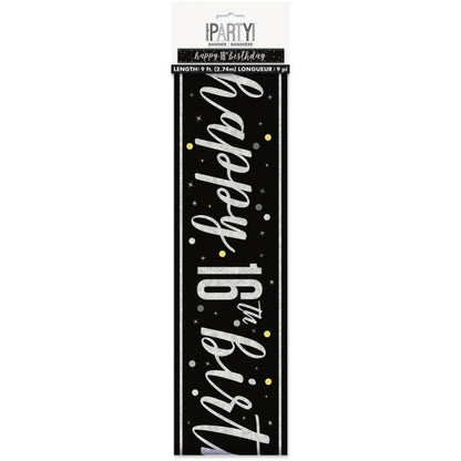 16th Birthday Black Banner