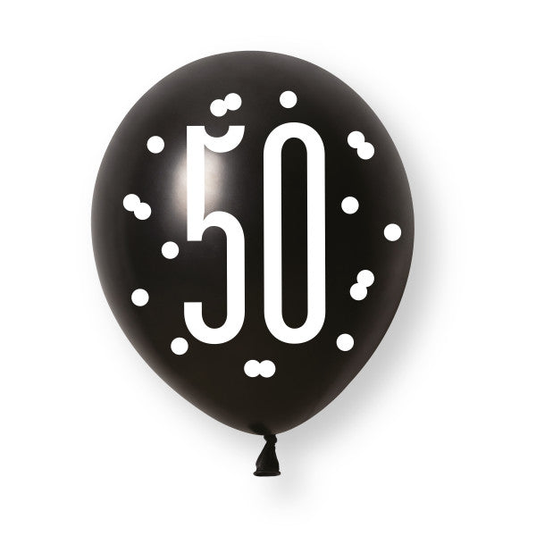 50th Birthday Black & Gold Mixed Balloons