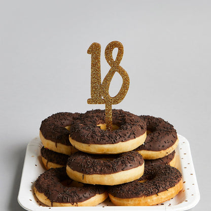 Gold Glitter "18" Cake Topper