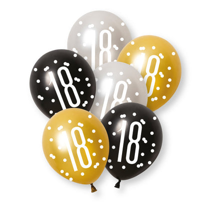 18th Birthday Black & Gold Mixed Balloons