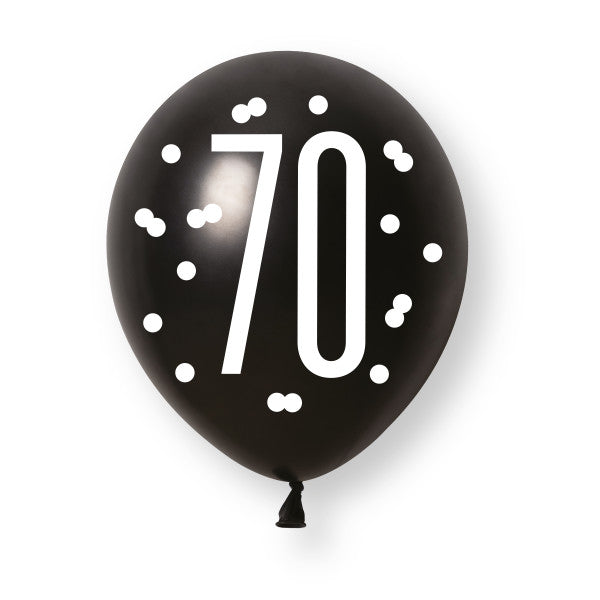 70th Birthday Black & Gold Mixed Balloons