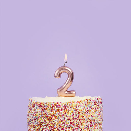 Metallic Rose Gold Numbers 0-9 Candles