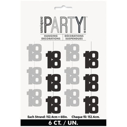 18th Birthday Black & Silver Hanging Strings