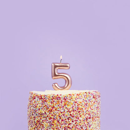 Metallic Rose Gold Numbers 0-9 Candles