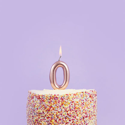 Metallic Rose Gold Numbers 0-9 Candles