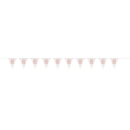 80th Birthday Rose Gold Sparkling Bunting