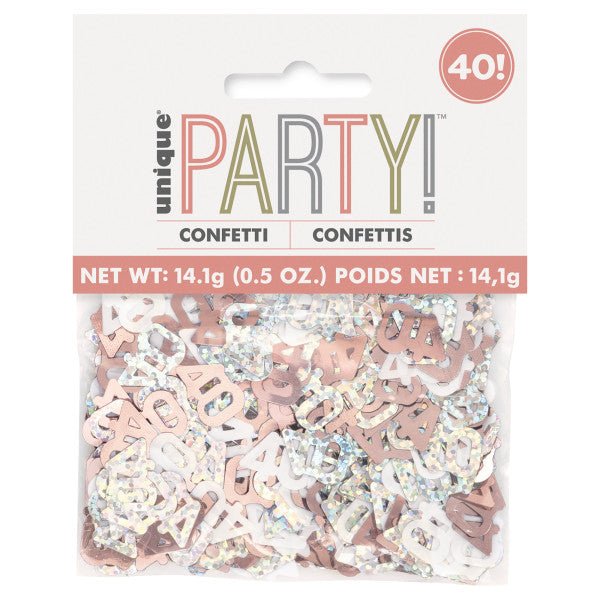 40th Birthday Rose Gold Mixed Confetti