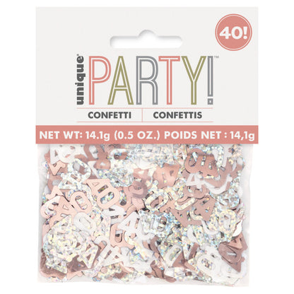 40th Birthday Rose Gold Mixed Confetti